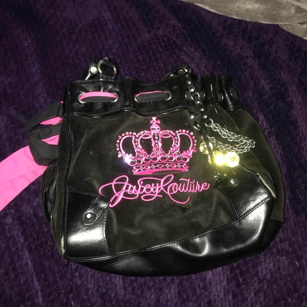 Juicy couture black and hot pink purse